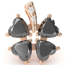 4 Leaf Clover Shamrock Black Onyx Diamond Pendant In 14k Rose Gold - £361.96 GBP