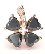 4 Leaf Clover Shamrock Black Onyx Diamond Pendant In 14k Rose Gold - $614.10 CAD