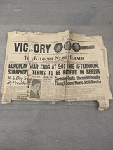 Vtg Kilgore Herald Texas Newspaper Headline World War 2 WW2 Nazis Ve V E Day - £20.50 GBP