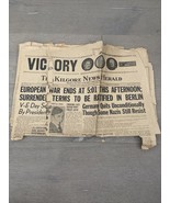 VTG KILGORE HERALD TEXAS NEWSPAPER HEADLINE WORLD WAR 2 WW2 Nazis VE V E... - $25.00