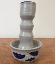 Vtg Colonial Williamsburg Pottery Salt Glazed Taper Candlestick Drip Cup 4.75&quot; - £19.65 GBP