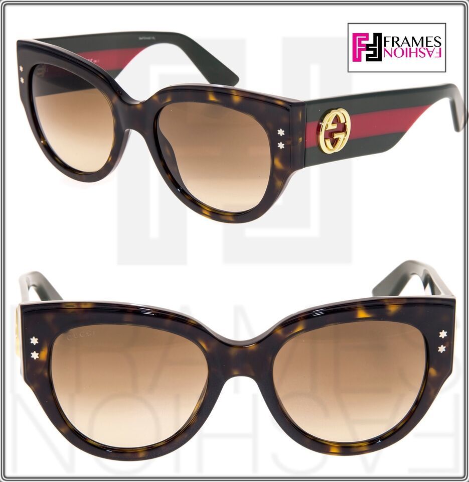 GUCCI 3864 Red Green Brown Havana Gradient Women Square Sunglasses GG386... - $224.86