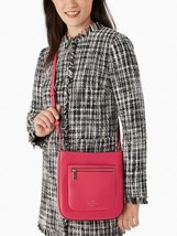 R NWB Kate Spade Leila Dark Pink Leather Top Zip Crossbody WKR00454 Gift Bag - £74.11 GBP