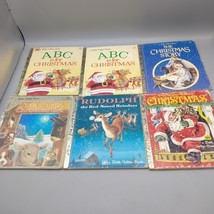 Christmas Holiday A Little Golden Book 5 Book Lot Santa Rudolph Nativity  - $9.89