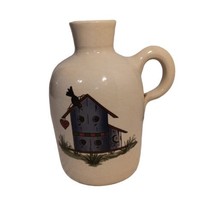 Yesteryears Pottery Handpainted Blue Mauve Birdhouse 6&quot;t Whiskey Jug Han... - $21.46