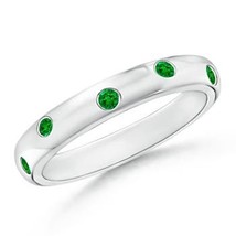 ANGARA Lab-Grown Ct 0.22 Emerald High Dome Wedding Ring in 14K Solid Gold - £644.38 GBP