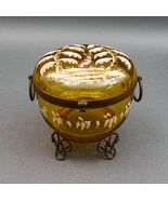 Antique Bohemian Moser Enamel Amber Art Glass Dresser Trinket Jewlery Ca... - $2,825.95 CAD