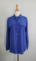 Juicy Couture ballad blue Sloane 100% silk blouse size 2 new - £30.41 GBP