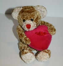 Friends Forever Valentine Flomo 6&quot; Beige Plush Teddy Bear Pink Heart Stu... - $9.95