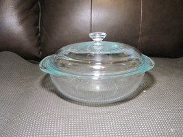 Vintage Pyrex #023 Clear Glass 1-1/2 Qt. Round Casserole Baking Bowl w/ Lid - £24.03 GBP