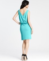 New Ann Taylor Dress Matte Jersey Aqua Light Blue Womens 0 Back Drape Sleeveless - £137.60 GBP