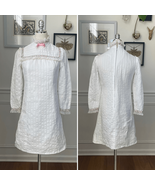 Vintage 60s 70s White High Neck Long Sleeve Mini Dress S - $84.90 CAD
