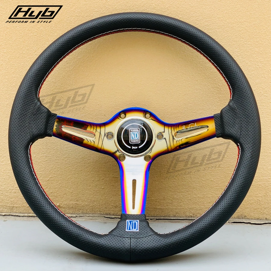 Universal Modification Tuning 350mm Leather Racing  Car Steering Wheel - $164.71
