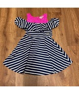 Juicy Couture Girls Cold Shoulder Pink Lace Blue White Striped Dress Siz... - $23.76