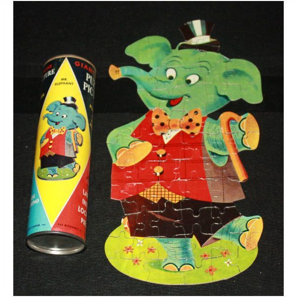 Vintage Harett Gilmar 50 Piece Mr. Elephant Giant Outline Puzzle - Complete - $10.00