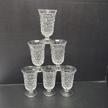 6 Fostoria American Juice Glasses Clear Cubist Vintage 5 Oz Round Base - $19.80