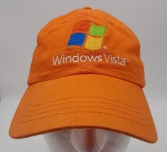Microsoft Windows Vista Vintage Cap Hat Adjustible Orange 100% Cotton - $39.59