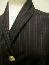 1.5yd Black With Pastel Pinstripe Pure Wool Gabardine Suit Fabric - £19.18 GBP