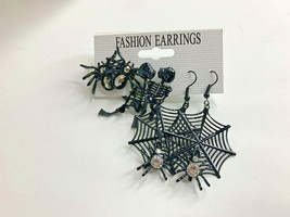 3 pk Earrings Halloween Spider Skeleton Web  - £7.75 GBP