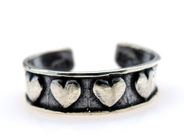 Sterling Silver 925 Repousse Hearts Toe Ring - £9.54 GBP
