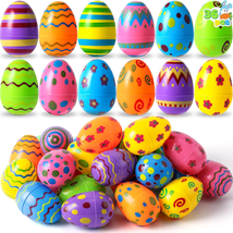 36 PCs Plastic Printed Bright Easter Eggs, Over 3.15&#39;&#39; Tall - £16.44 GBP