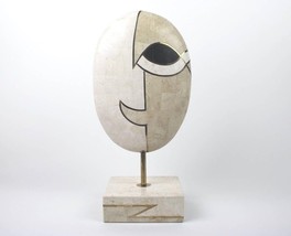 UNIQUE CUBIST MODERNIST 1970&#39;S BRASS MARBLE ABSTRACT FACE MASK ART SCULP... - £684.24 GBP