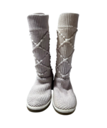UGG AUSTRALIA ARGYLE Cardy Knit Cream Pull On Boots Womens 8 5879 READ - $61.75