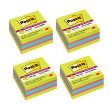 Post it Super Sticky Notes Cube, 3 in x 3 in, Bright Colors, 4 Cube - $16.31