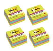 Post it Super Sticky Notes Cube, 3 in x 3 in, Bright Colors, 4 Cube - £12.84 GBP