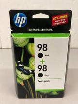 Lot of 2 Genuine HP 98 C9514FN C9364WN Black Ink Cartridge Dual Pack EXP... - $15.95
