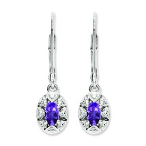 Sterling Silver Diamond &amp; Amethyst Earrings Jewerly - £57.36 GBP