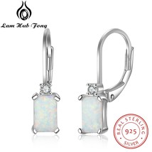 Hoop earrings rectangular created white fire opal earrings fine jewelry accessories lam thumb200