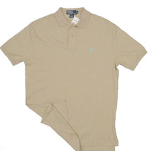 NEW Vintage Polo Ralph Lauren Mesh Polo Shirt! Oatmeal Tan With Blue Pol... - $42.99