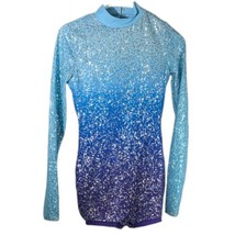 Dance Figure Skating Weissman Sequin Costume Size SA Adult Small Blue Pu... - $47.52