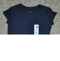 Girls Shirt Hanes Navy Blue Short Sleeve Crew Tee Tagless Knit Top-size 6 - £6.33 GBP