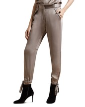 Women Halston Slim Fit Ankle Tie Satin Pants Hook/Zip Fly Closure $295 B4HP - £79.93 GBP