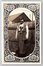 RPPC Art Nouveau Border Edwardian Women Posing In Yard Real Photo Postcard R30 - £11.76 GBP