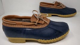 LL Bean Women&#39;s Duck Boots Size 11 W Wide Rubber Moc Low Blue Vintage USA Made - £30.52 GBP