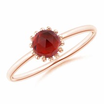 ANGARA Solitaire Garnet Ring for Women, Girls in 14K Solid Gold with Beaded Halo - £272.66 GBP