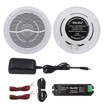 6.5 Inch 2-Way Waterproof Marine Bluetooth Ceiling Speakers, 120W Flush Mount, P - £91.73 GBP