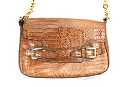 Etienne Aigner VTG Shoulder Bag Purse Croc Embossed gold Chain Strap Car... - $74.12