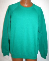 Vintage 90s Lee Blank 50/50 Green Crew Neck Raglan Sweatshirt 2XL Made In Usa - £19.46 GBP