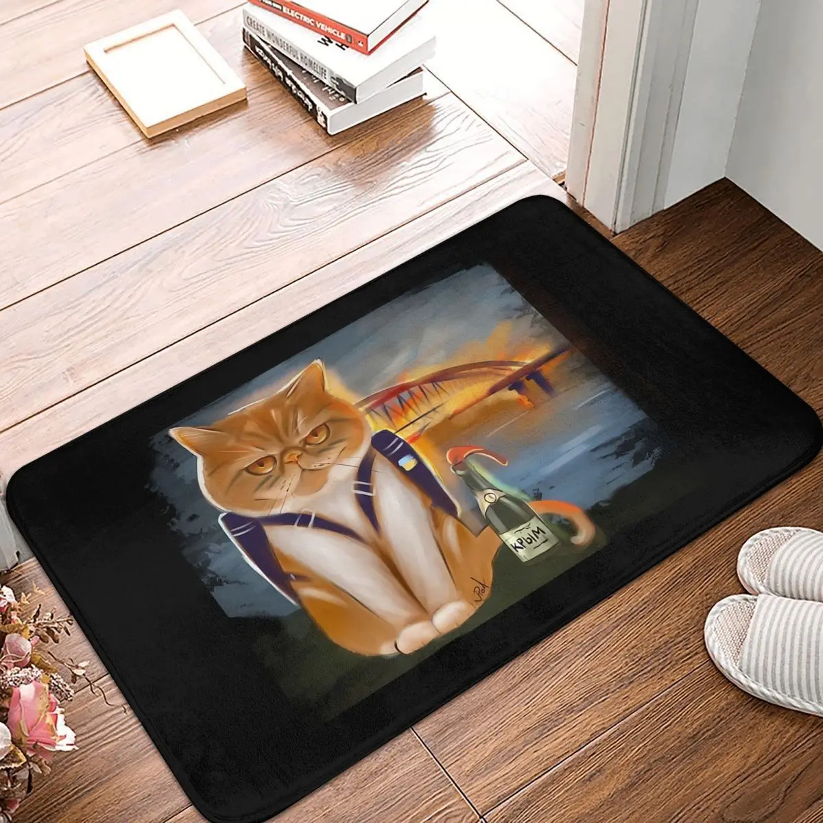 Ukraine Ukrainian Cat Non-slip Doormat Crimea Bridge Warrior Carpet Bedroom Mat  - £12.98 GBP