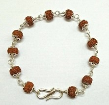 Rudraksha Armband 7 Mukhi Rudraksha in 912 Pure Silver Cap - $47.82