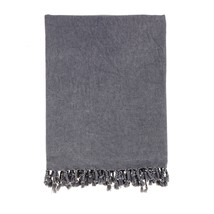 Bello Turkish Towel, Anthracite Stonewashed, Handwoven Peshtemal, 39 x 6... - £63.78 GBP