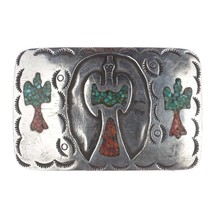 c1970 JB Navajo sterling chip inlay peyotebird belt buckle - £192.08 GBP