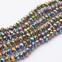 Bead Lot 10 strands rondell 6x4mm electroplated multi 14 inch st 78LL *** - £8.19 GBP