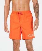 Calvin Klein Mens Lined Logo Graphic Classic Fit Mesh Swim Trunks,Orange... - $49.00