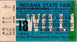 Willie Nelson Waylon Jennings Ticket Stub August 18 1984 Indianapolis Indiana - £27.75 GBP