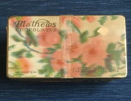 701A~ Vintage Mathews Candy Co Los Angeles California Advertising Chocolates Tin - £21.67 GBP